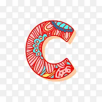 佩斯利花纹字母C-空若网 佩斯利花纹字母C-空若网