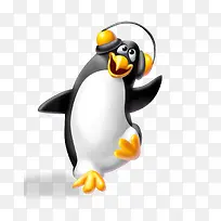 手绘卡通戴耳机的企鹅-空若网 手绘卡通戴耳机的企鹅-空若网