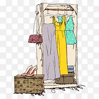 手绘唯美衣柜免抠图-空若网 手绘唯美衣柜免抠图-空若网