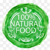 水彩绘有机食物徽章矢量-空若网 水彩绘有机食物徽章矢量-空若网