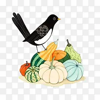 手绘动物黑鸟元素-空若网 手绘动物黑鸟元素-空若网