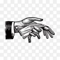 复古手套矢量素材-空若网 复古手套矢量素材-空若网