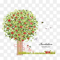 结满爱心的树矢量-空若网 结满爱心的树矢量-空若网