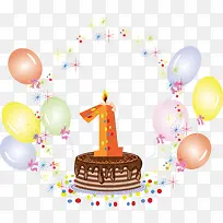 蜡烛蛋糕气球装饰生日元素-空若网 蜡烛蛋糕气球装饰生日元素-空若网