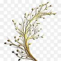 矢量手绘金色树枝-空若网 矢量手绘金色树枝-空若网