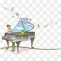 可爱唯美手绘教育钢琴-空若网 可爱唯美手绘教育钢琴-空若网