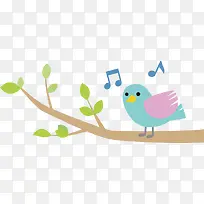 咖啡色可爱卡通树枝小鸟-空若网 咖啡色可爱卡通树枝小鸟-空若网