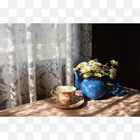 杯子花朵静物摆拍-空若网 杯子花朵静物摆拍-空若网