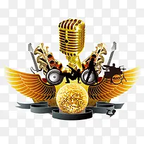 带翅膀的金色麦克风素材-空若网 带翅膀的金色麦克风素材-空若网