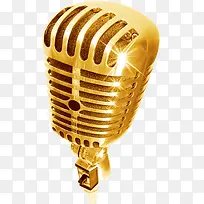 高清摄影合成金色质感麦克风-空若网 高清摄影合成金色质感麦克风-空若网