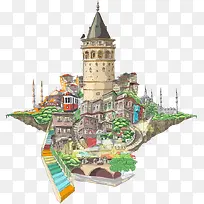 矢量土耳其风景插画-空若网 矢量土耳其风景插画-空若网