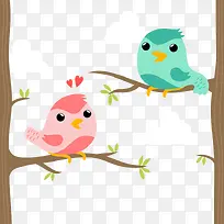 卡通树枝上的鸟矢量素材-空若网 卡通树枝上的鸟矢量素材-空若网