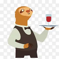 矢量扁平化树懒服务员-空若网 矢量扁平化树懒服务员-空若网