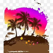 矢量椰岛风光素材-空若网 矢量椰岛风光素材-空若网