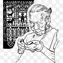 黑白寸草心感恩母亲插画-空若网 黑白寸草心感恩母亲插画-空若网