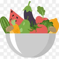 手绘大碗蔬菜水果图案-空若网 手绘大碗蔬菜水果图案-空若网