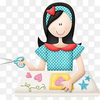 卡通可爱女孩做手工-空若网 卡通可爱女孩做手工-空若网
