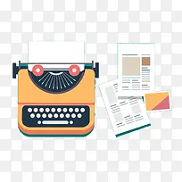 扁平化卡通打字机-空若网 扁平化卡通打字机-空若网