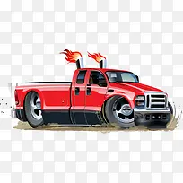 矢量卡通皮卡车-空若网 矢量卡通皮卡车-空若网