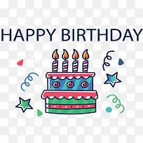 蓝绿色卡通生日蛋糕-空若网 蓝绿色卡通生日蛋糕-空若网