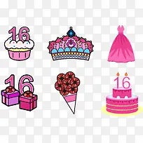 生日元素矢量图-空若网 生日元素矢量图-空若网