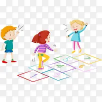 儿童节跳格子的小朋友-空若网 儿童节跳格子的小朋友-空若网