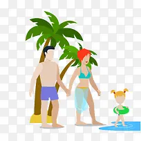 矢量扁平化卡通情侣游泳素材-空若网 矢量扁平化卡通情侣游泳素材-空若网