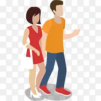 卡通扁平手牵手情侣-空若网 卡通扁平手牵手情侣-空若网