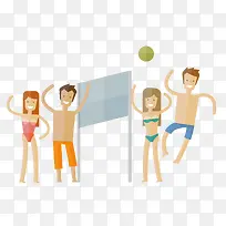 矢量扁平化玩沙滩球情侣素材-空若网 矢量扁平化玩沙滩球情侣素材-空若网