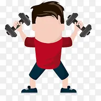 手绘举哑铃的卡通人物-空若网 手绘举哑铃的卡通人物-空若网