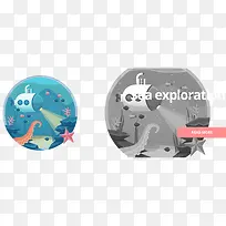 海底探索矢量素材-空若网 海底探索矢量素材-空若网