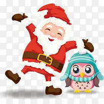 卡通手绘圣诞老人猫头鹰图案-空若网 卡通手绘圣诞老人猫头鹰图案-空若网