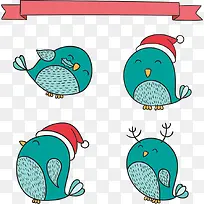 矢量卡通圣诞猫头鹰-空若网 矢量卡通圣诞猫头鹰-空若网