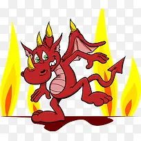卡通火焰龙插画-空若网 卡通火焰龙插画-空若网