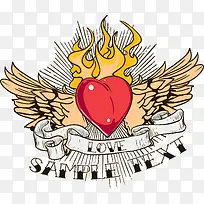 翅膀红心印花素材-空若网 翅膀红心印花素材-空若网