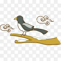 卡通树枝上的喜鹊-空若网 卡通树枝上的喜鹊-空若网