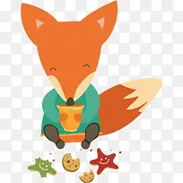 矢量图喝水的小狐狸-空若网 矢量图喝水的小狐狸-空若网