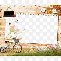 装饰插图青春气息墙边与绿草-空若网 装饰插图青春气息墙边与绿草-空若网