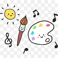 多彩卡通绘画板和画笔-空若网 多彩卡通绘画板和画笔-空若网