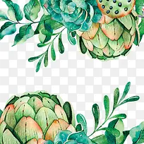 水彩绿色植物-空若网 水彩绿色植物-空若网