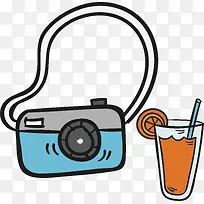果汁照相机旅游出行元素图标矢量-空若网 果汁照相机旅游出行元素图标矢量-空若网