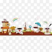 手绘奶茶店铺插画-空若网 手绘奶茶店铺插画-空若网