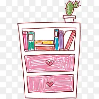 卡通手绘粉色书柜-空若网 卡通手绘粉色书柜-空若网