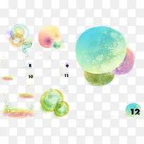 多种色彩水彩装饰图案设计矢量-空若网 多种色彩水彩装饰图案设计矢量-空若网