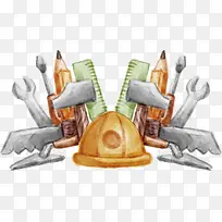 水彩手绘劳动工具图-空若网 水彩手绘劳动工具图-空若网