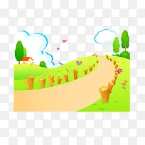 矢量卡通绿色草原-空若网 矢量卡通绿色草原-空若网