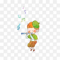 卡通吹笛子的少年矢量-空若网 卡通吹笛子的少年矢量-空若网