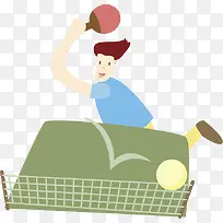 穿蓝色上衣的男孩拿着乒乓球拍打-空若网 穿蓝色上衣的男孩拿着乒乓球拍打-空若网