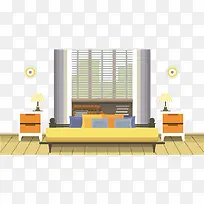 矢量扁平化室内场景手绘彩色图-空若网 矢量扁平化室内场景手绘彩色图-空若网