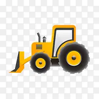 卡通手绘黄色的铲车-空若网 卡通手绘黄色的铲车-空若网